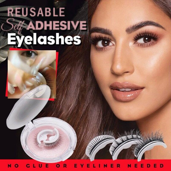 NIBOLOG 1 Pair False Eyelash Thick 3D Effect Long Usage Term Natural Multiple Reversible Glue Free False Reusable Self-Adhesive Eyelashes for Girl