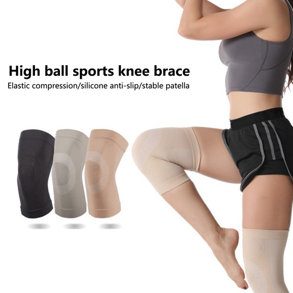 NIBOLOG 1 Pair Knee Pad 3D Three-dimensional Weaving High Stretchy Silicone Strip Breathable Anti-skid Knee Protection Ultrathin Knee Support Compression Sleeve for Sports