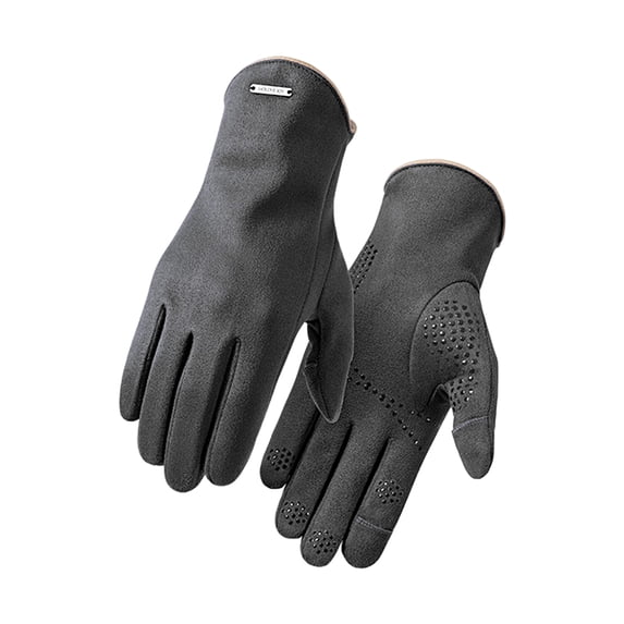 NIBOLOG 1 Pair Men Gloves Showable Fingertips Windproof Warm Solid Color Fine Stitching Running Gloves for Outdoor