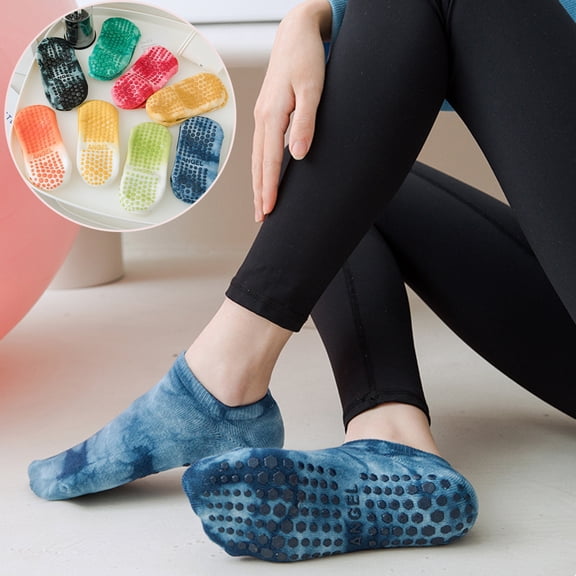NIBOLOG 1 Pair Yoga Sports Socks Tie-dyed Breathable Short-Tube Cotton Socks Women Non-slip Dance Ballet Pilates Fitness Training Floor Socks