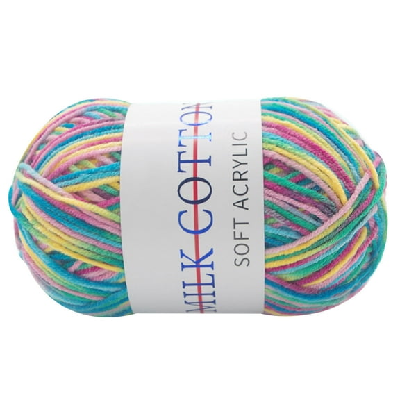 NIBOLOG 1 Roll 3 Strands Knitted Yarn - DIY Breathable Hand Crocheting Variegated Yarn Thread