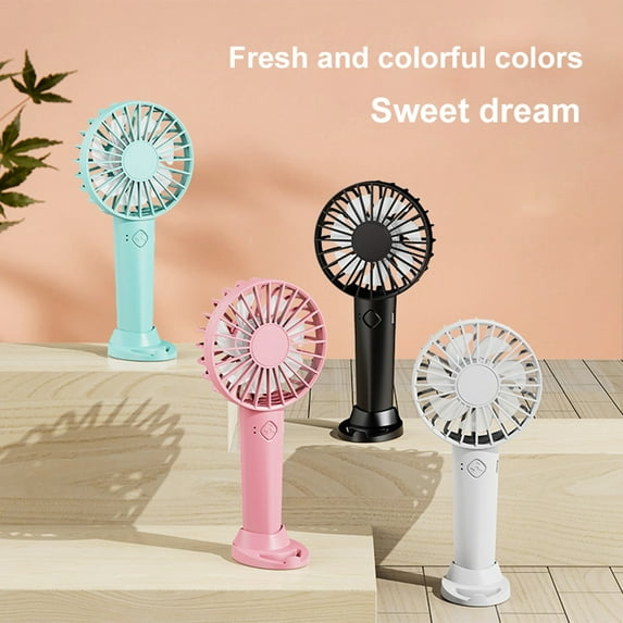 NIBOLOG 1 Set 600mAh Mini Fan with 3 Speeds 7 Blades Detachable Base Strong Wind Battery Operated Rechargeable Mini Pocket Hand Fan for Dorm