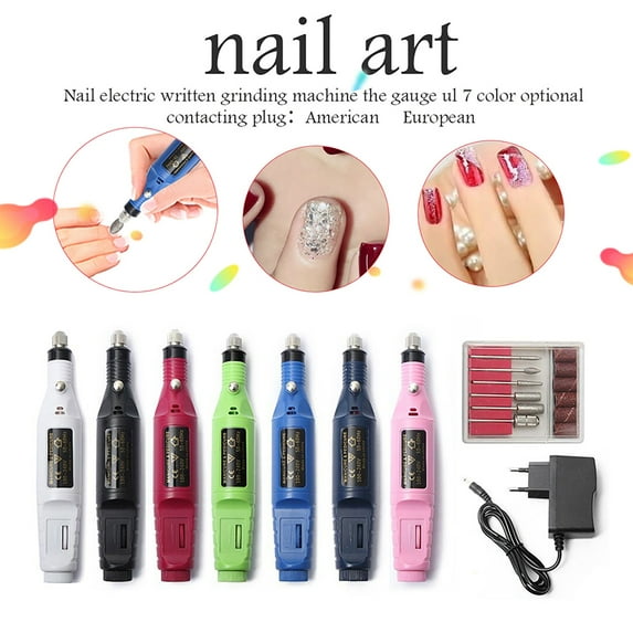 NIBOLOG 1 Set Electric Manicure File DIY Portable Colorful Nail Drill Machine for Decoration