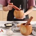 thumbnail image 1 of NIBOLOG 1 Set Garlic Mortar Eco-friendly High Durability Wood Manual Garlic Press Crusher Mortar Set for Home, 1 of 8