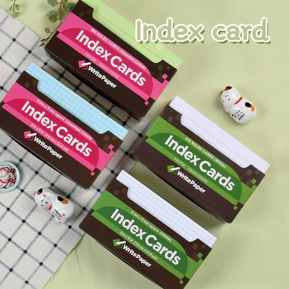 NIBOLOG 1 Set Index Cards Vibrant Color Eye-catching Paper Ruled Index Writing Study Cards for Home