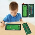 thumbnail image 1 of NIBOLOG 1 Set Mini Golf Pen Set Highly Reductive Golf Mini Course Stress Relief Putting Green 3 Clubs Balls And Flag Table Golf Game, 1 of 7