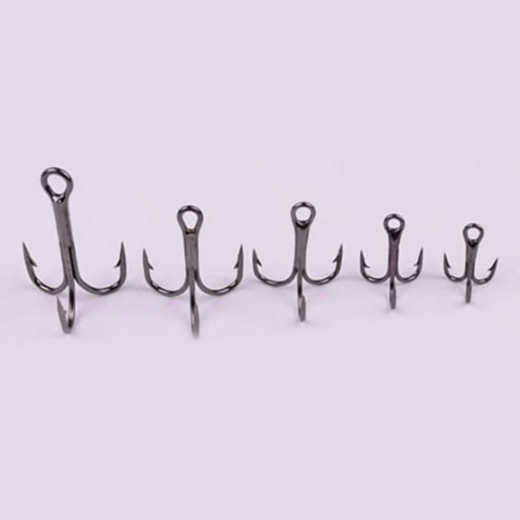 NIBOLOG 100Pcs High Carbon Steel Treble Hooks 7 Size 2/4/6/8/10/12 Fishhook Tackle