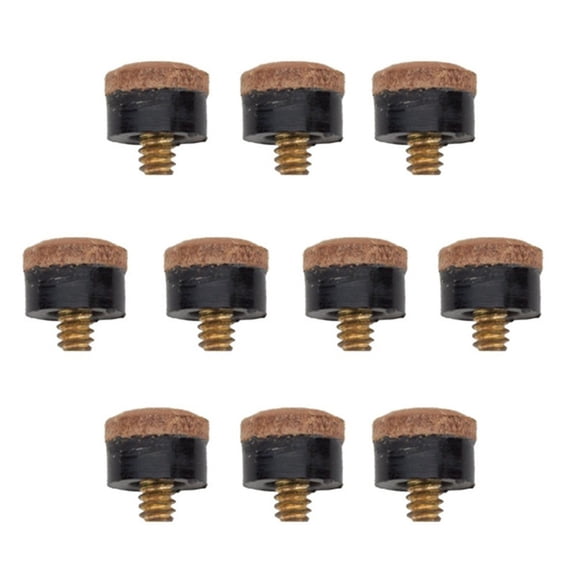 NIBOLOG 10Pcs 10/11/12/13mm Screw-on Cue Tips Pool Snooker Billiards Replacement Parts