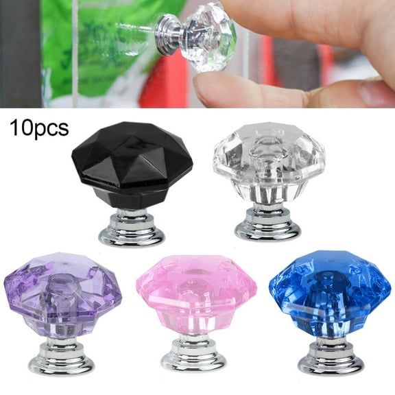 NIBOLOG 10Pcs 30mm K9 Crystal Glass Zinc Alloy Pull Handle Knobs for Door Cabinet Drawer