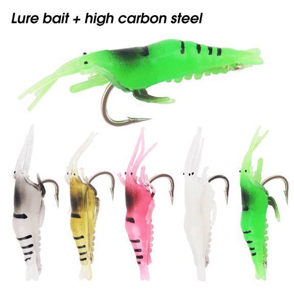 NIBOLOG 10Pcs Realistic Artificial Bait Luminous Simple Installation Long Service Life Shrimp Fishing Bait Fishing Tackle