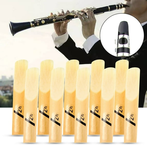 NIBOLOG 10Pcs/Set Clarinet Reed Skin-Friendly Anti-Corrosion Lightweight Smooth Wood Portable Tenor Clarinet Reed for Musician
