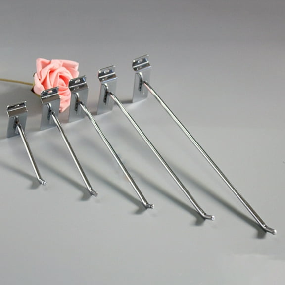 NIBOLOG 10Pcs Slatwall Hooks Straight Heavy Duty Iron Fitting Prong Hangers for Garages Retail Shops