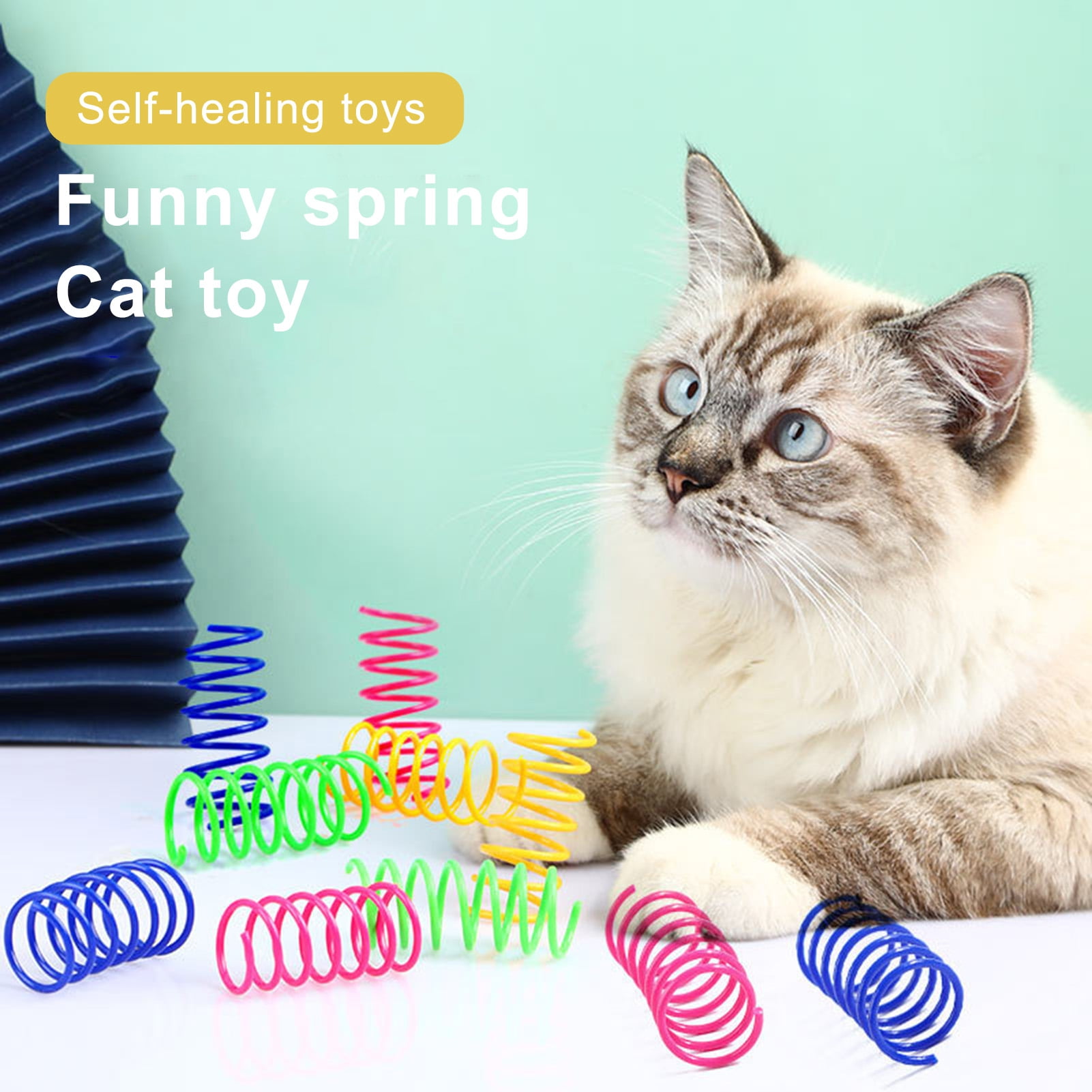 NIBOLOG 12Pcs Cat Spiral Spring Interactive Bite Resistant Training Cat ...