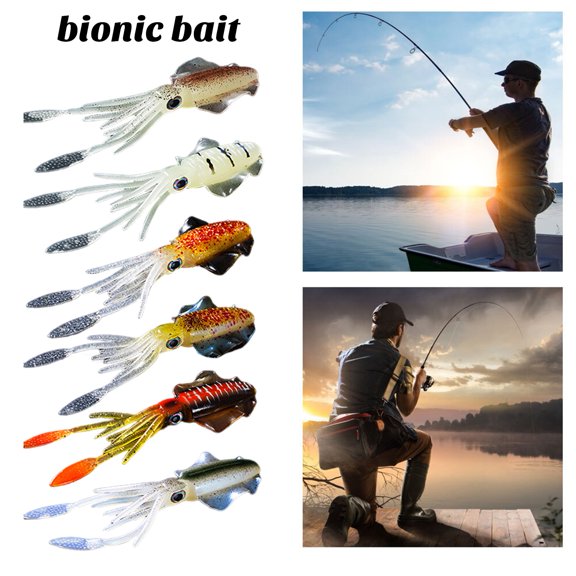 NIBOLOG 15CM/20G Fishing Soft Squid Lure Glow-in-the-Dark Colorful 3D Eyes Artificial Octopus Bait Sea Offshore Saltwater Trolling Fishing Accessories