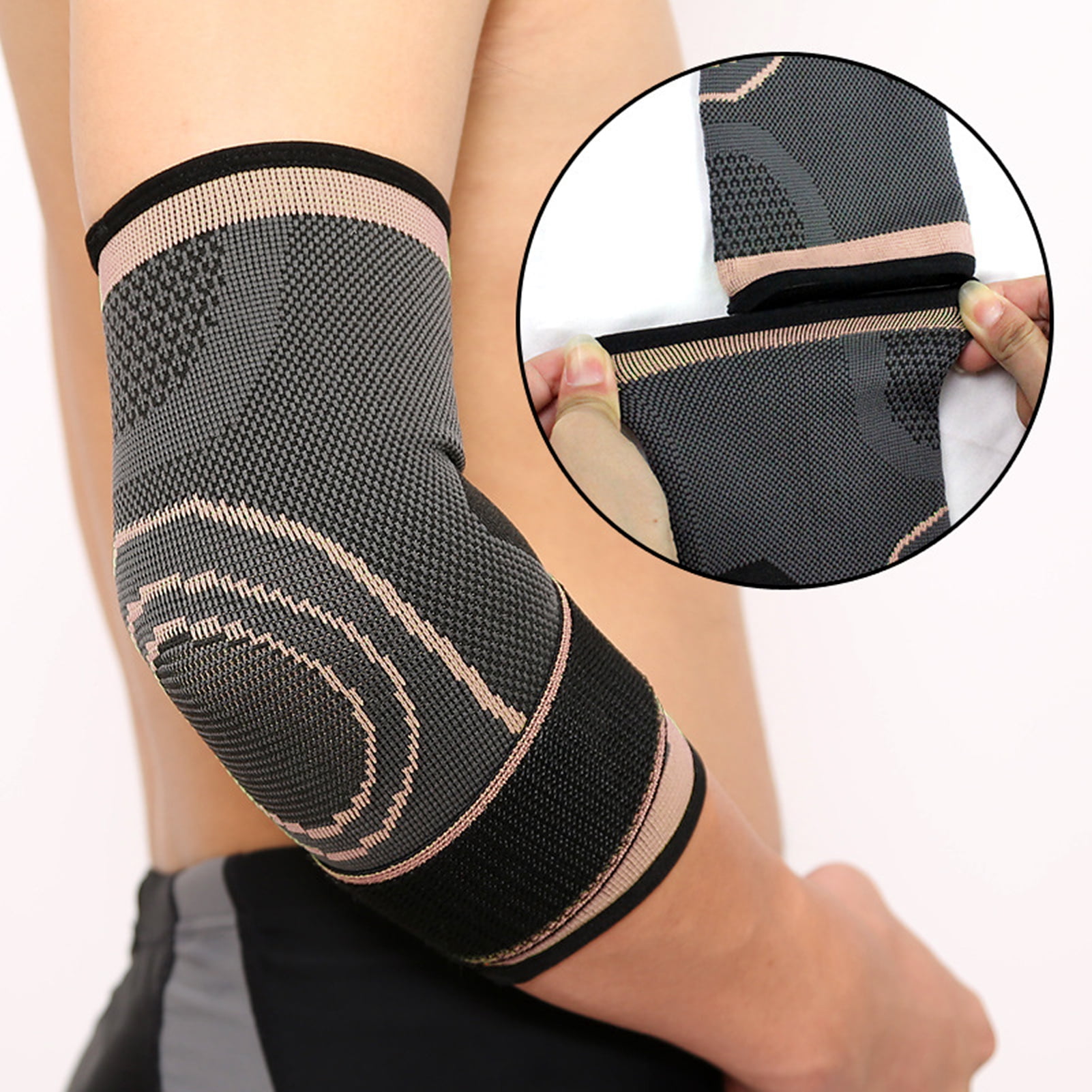 NIBOLOG 1Pc Elbow Compression Sleeve with Fastener Tape High Elastic ...