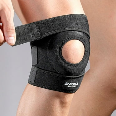 NIBOLOG 1Pc Knee Stabilizer Elastic Breathable Black Adjustable Compression Knee Support Brace for Workout