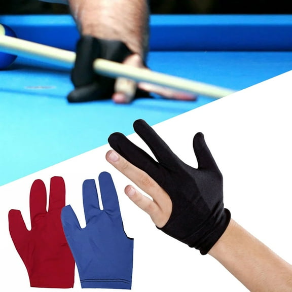 NIBOLOG 2 Pcs Spandex Snooker Billiard Cue Gloves Pool Left Hand Three Finger Accessory