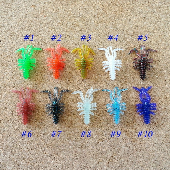 NIBOLOG 20Pcs Artificial Shrimp Lure Reusable Flexible PVC Plastic Hairy Shrimp Bait Fishing Accessory