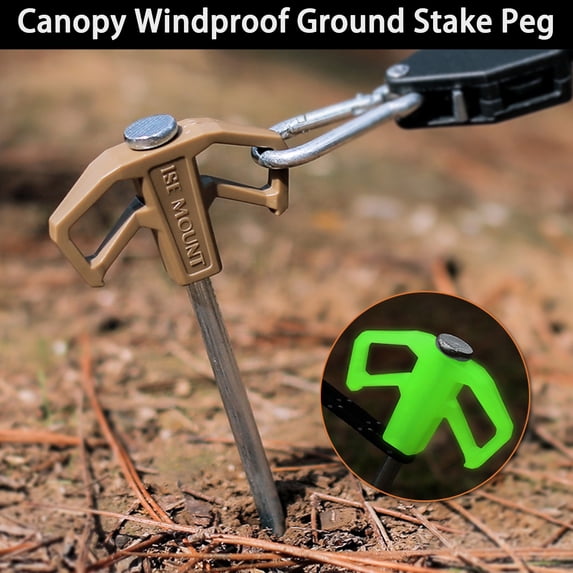 NIBOLOG 25cm Tent Stake Grow in The Dark Heavy Duty Sharp Tip Dual Holes Lightweight Canopy Windproof Ground Nail Peg Camping Accessories