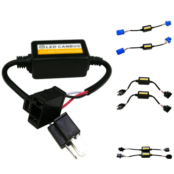 NIBOLOG 2Pcs 12DC-24W H4 H13 9007 LED Anti-Flicker Harness for Car Headlight Canbus Decoders