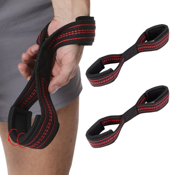 NIBOLOG 2Pcs Figure 8 Lifting Strap Men Women Anti-Slip Padded Weightlifting Grip Band Bodybuilding Powerlifting Strength Training Home Gym Deadlifts Wrist Strap