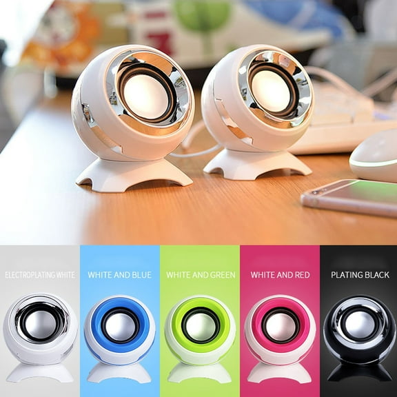 NIBOLOG 2Pcs Portable Speaker Desktop Laptop Computer Wired USB Powered Audio Player