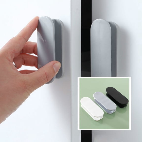 NIBOLOG 2Pcs/Set Labor-saving Cabinet Handle Smooth ABS Self-adhesive Multi-use Groove Design Window Door Handle for Home
