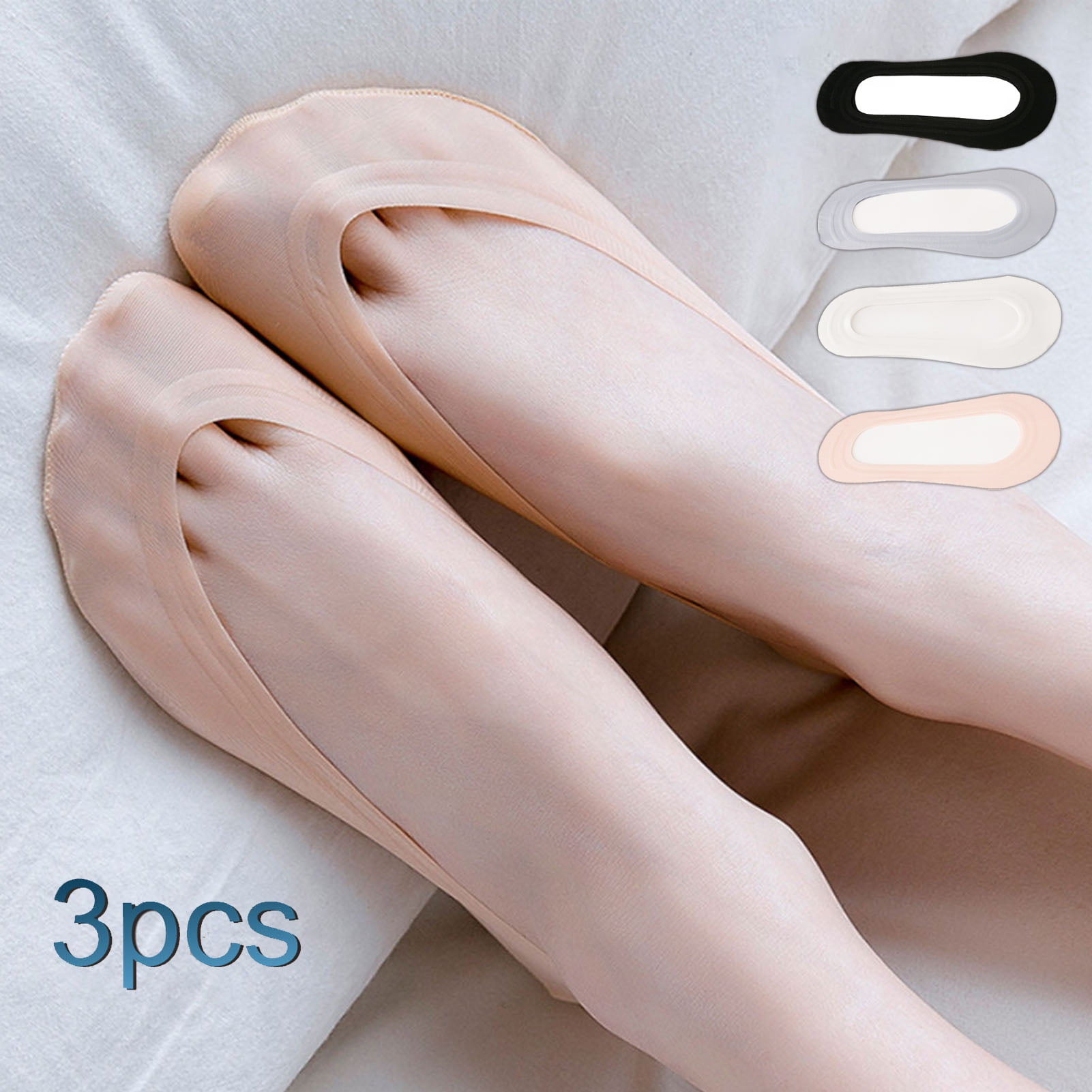 NIBOLOG 3 Pairs High Heels Invisible Socks Low-cut Sallow Thin Solid ...