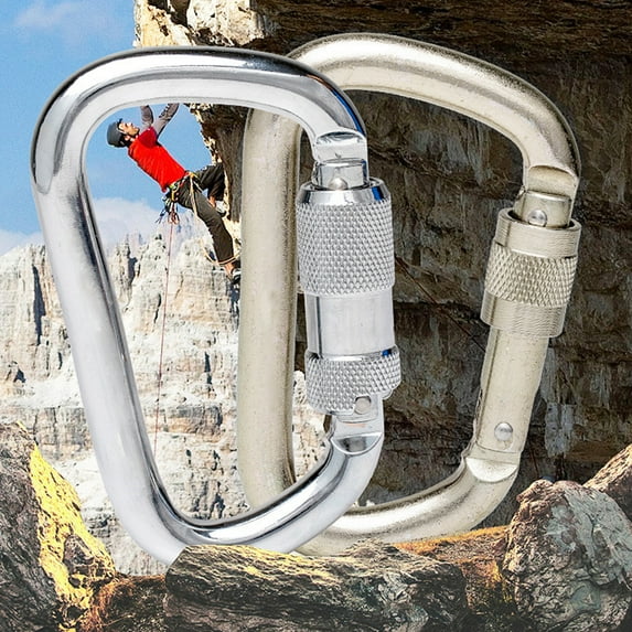 NIBOLOG 45KN D-shaped Carabiner High Load-bearing Steel Climbing Main Lock for Mountaineering