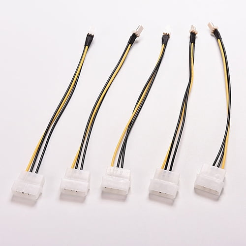 NIBOLOG 5 Pcs 4-Pin Molex/IDE to 3-Pin CPU Case Fan Power Connector Cable Adapter 20cm