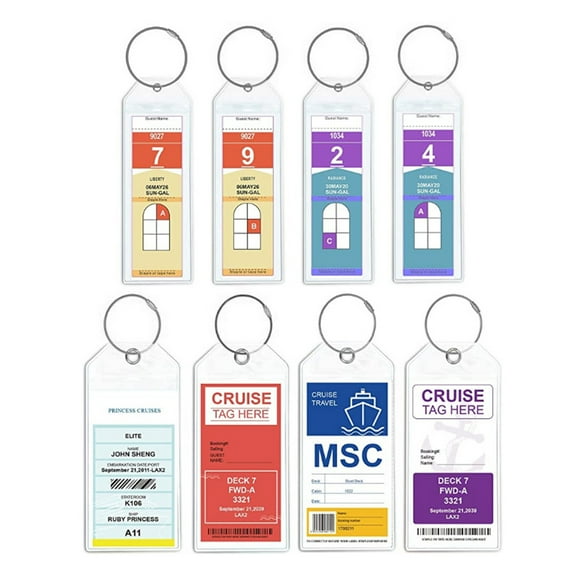 NIBOLOG 5Pcs/Set Luggage Tag Holder with Steel Ring Clear Waterproof Zip Seal Reusable Luggage Label Sleeve Cruise Essentials