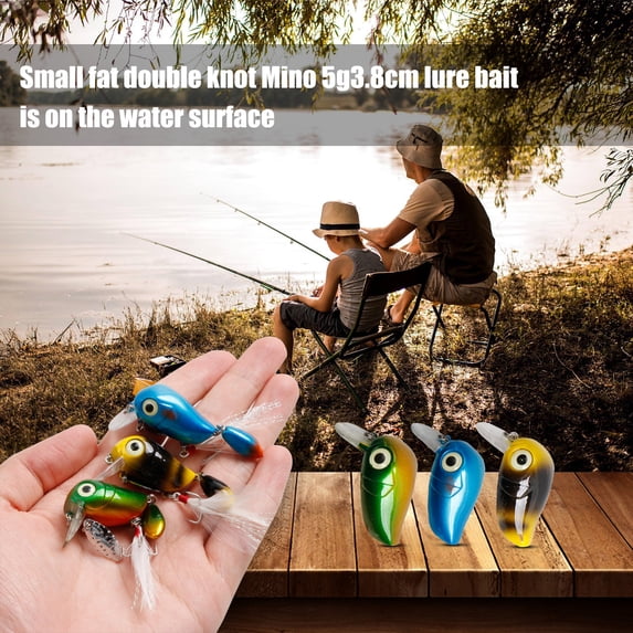 NIBOLOG 5g/3.8cm Plastic Fishing Lure Simulated Water Surface Little Mino Fishing Lure for Angling