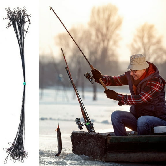 NIBOLOG 60Pcs Fishing Wire Leaders Heavy Duty with Snap Swivel Stainless Steel Wear Resistance Fishing Trace Line for Fishing