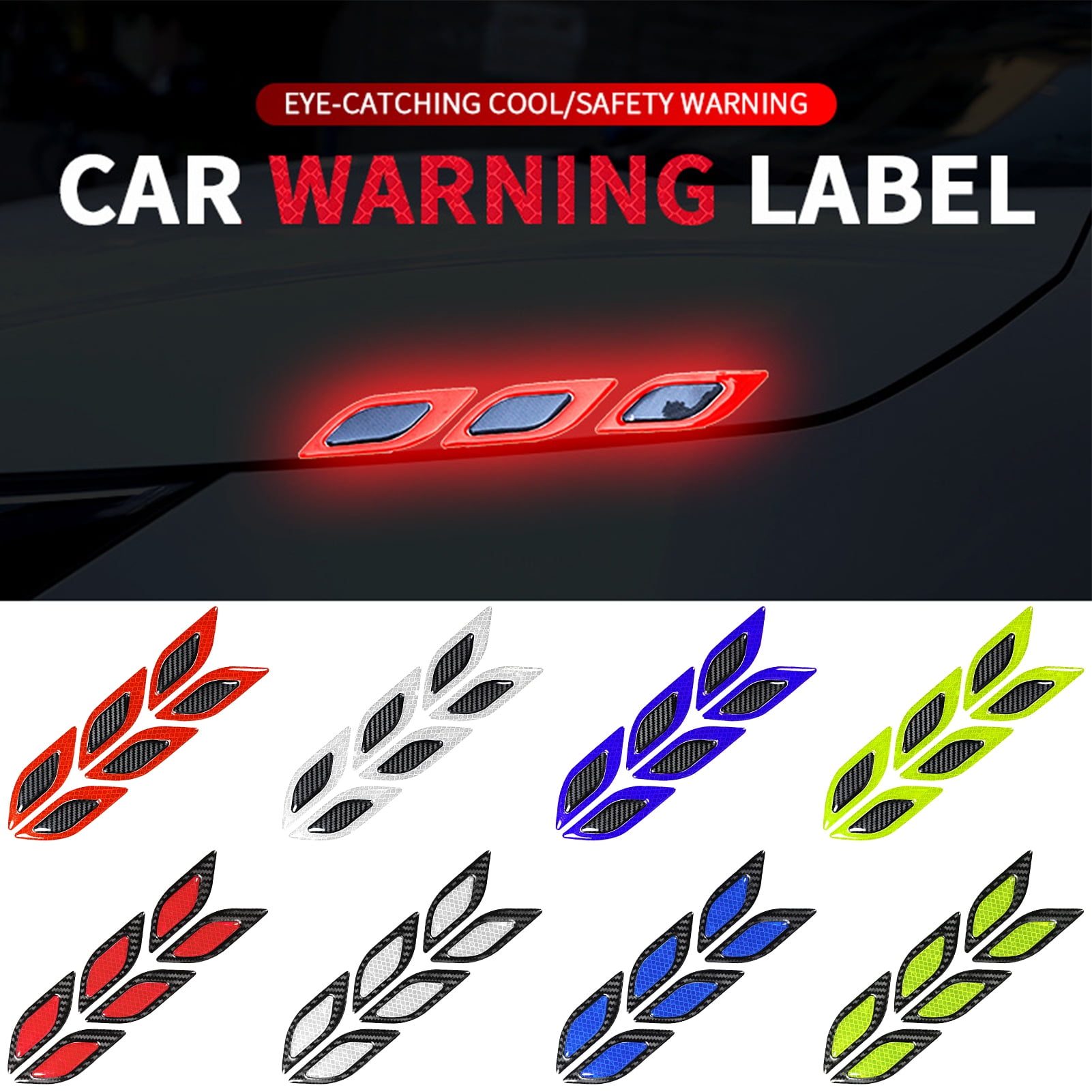 NIBOLOG 6Pcs Car Reflective Tape - Anti-Scratch Carbon Fiber 3D Safety ...