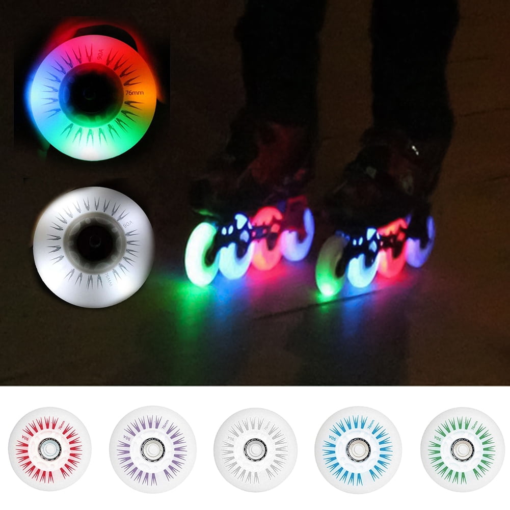 NIBOLOG 76mm Inline Speed Skate Skating Sliding LED Light Flashing Pulley Roller wheels