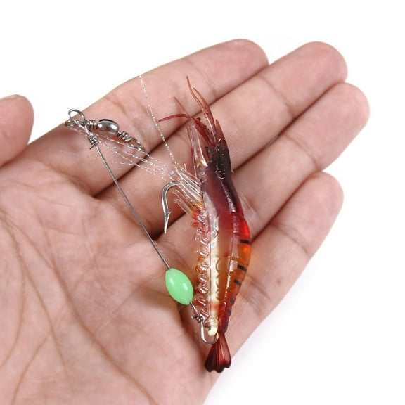 NIBOLOG 8cm Luminous Plastic Simulation Soft Shrimp Fake Lure Faux Bait Fishing Tackle