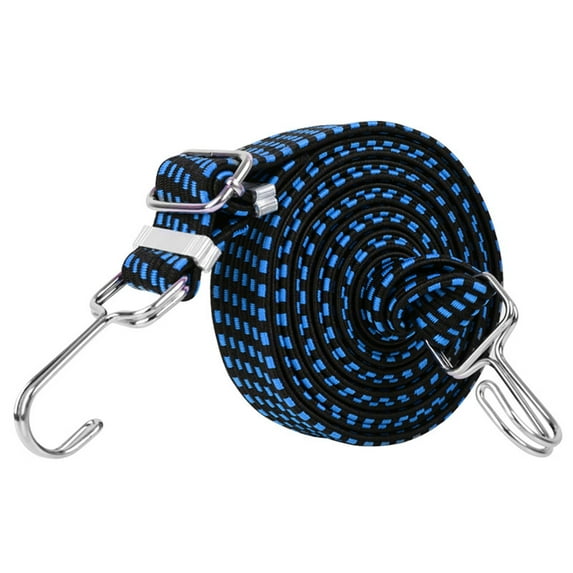 NIBOLOG Adjustable Flat Cords Double Hooks Anti-Rust Metal Buckle Luggage Elastic Rope