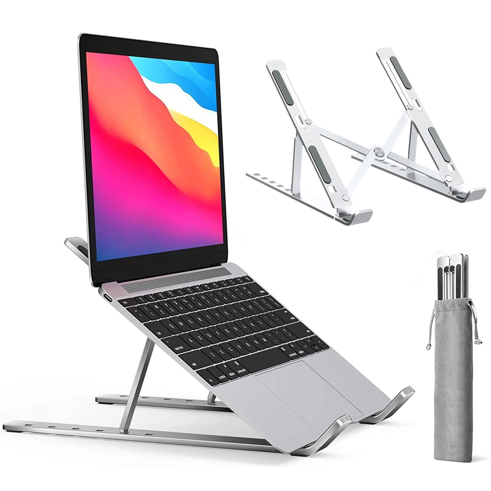 NIBOLOG Aluminum Alloy Laptop Stand Height Adjustable Quick Heat Dissipation Anti-slip Foldable Portable Home Office Desktop Computer Riser Holder PC Accessories