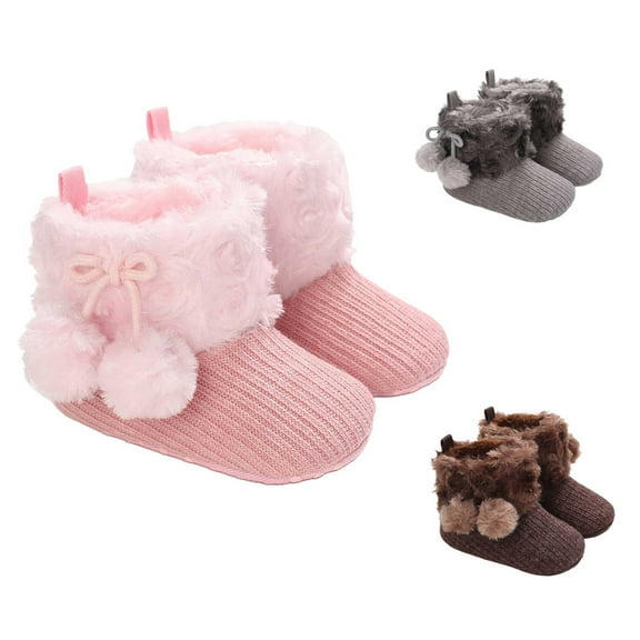 NIBOLOG Autumn Winter 0-1 Year Old Baby Girls Ball Soft Sole Warm Toddler Shoes Boots