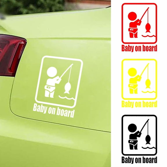 NIBOLOG Baby On Board Fishing Funny Car Reflective Sticker Window Body Decal Decoration