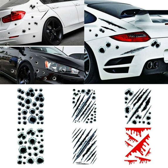 NIBOLOG Bullet Hole Print Car Styling Reflective Body Window Decal