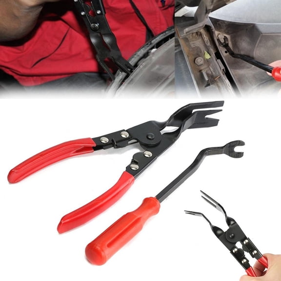 NIBOLOG Car Door Upholstery Remover - Trim Clip Removal Pliers Pry Bar Tool Set