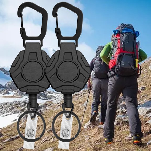 NIBOLOG Carabiner Clip Stretchable Spring Design Drop-resistant Anti-loss ABS Polygonal Outdoor Carabiner Key Ring Outdoor Accessories