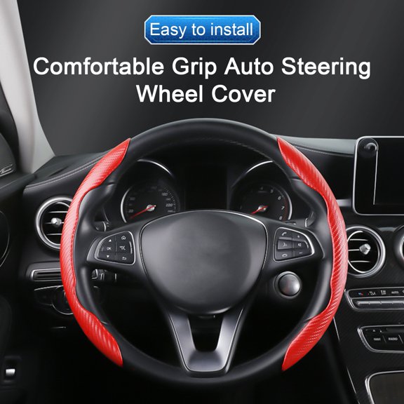 NIBOLOG Carbon Fiber Steering Wheel Cover - 38cm Easy Installation Fine Workmanship, Ultra-Thin Non-Slip Auto Handle Cover
