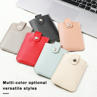 NIBOLOG Card Holder Smooth Faux Leather Multi Pockets Drawing Type Large Capacity Button Closure ID Cards Credit Cards Ticket Organizer