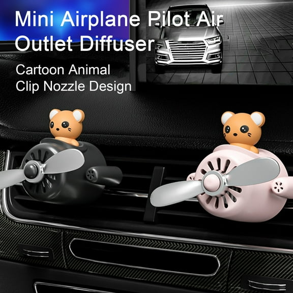 NIBOLOG Cartoon Car Air Freshener Set with Scented Tablet Odor Removal Cute Plane Car Outlet Fan Air Diffuser