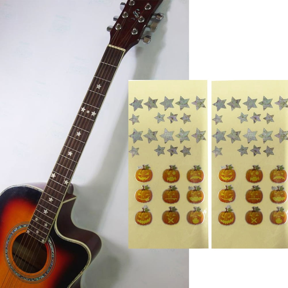 Gemtone Fret Markers Stickers For Guitar & Bass - Oval Gemstone-Inspired Decals (Rose Quartz Style)