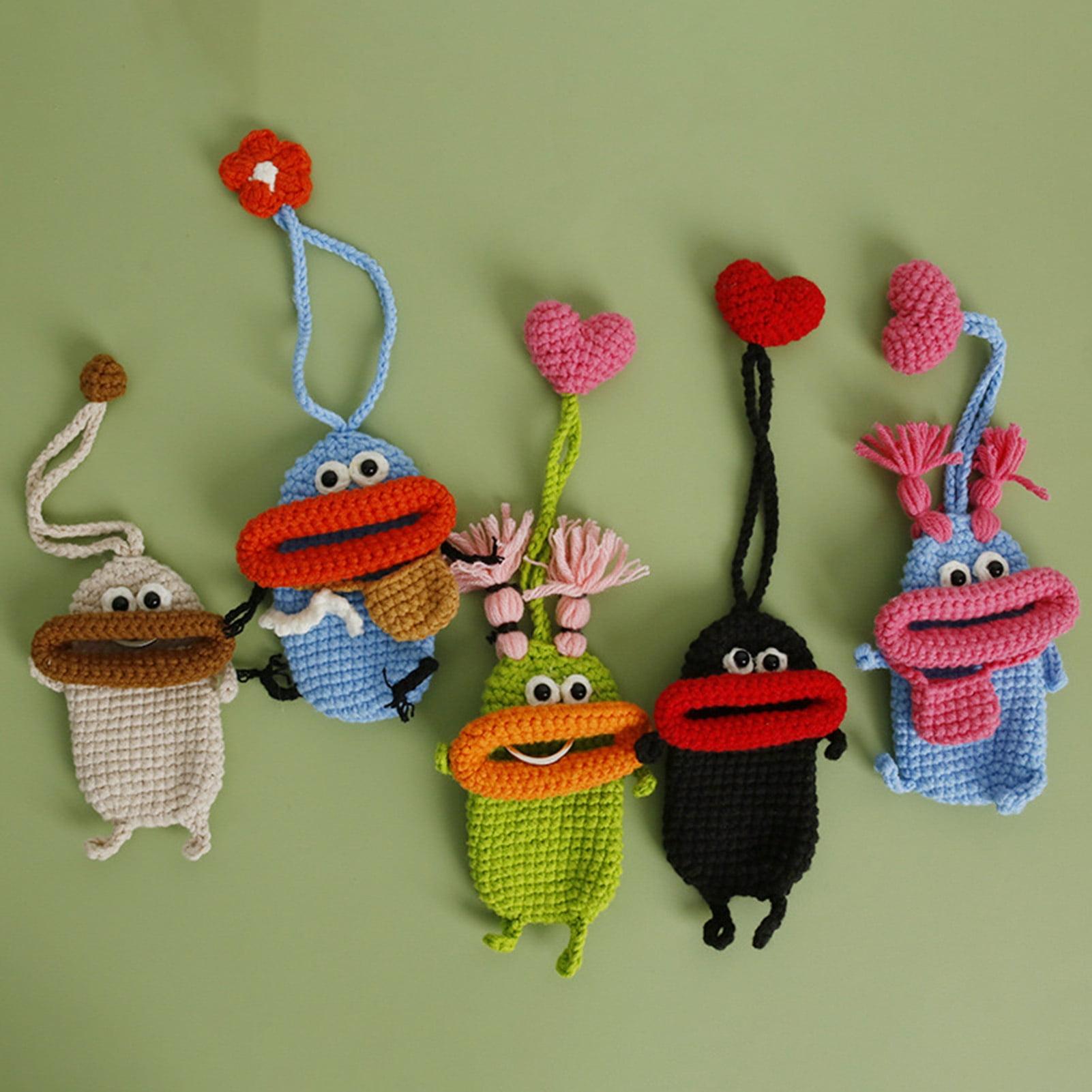 NIBOLOG Cartoon Key Case - Sausage Mouth Hand-Woven Knitting Anti