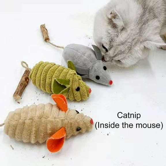 NIBOLOG Cat Molar Toy Cute Plush Mouse Shape Fun Cat Toys Bite-Resistant Catnip Toy Interactive Play Toy Pet Supplies