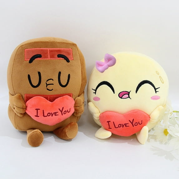 NIBOLOG Chocolate Pancake Plush Dolls - Cute Cartoon Chocolate Pancake in Love Plushy Dolls Home Decor Plush Toy Gift for Kids Boys Girls